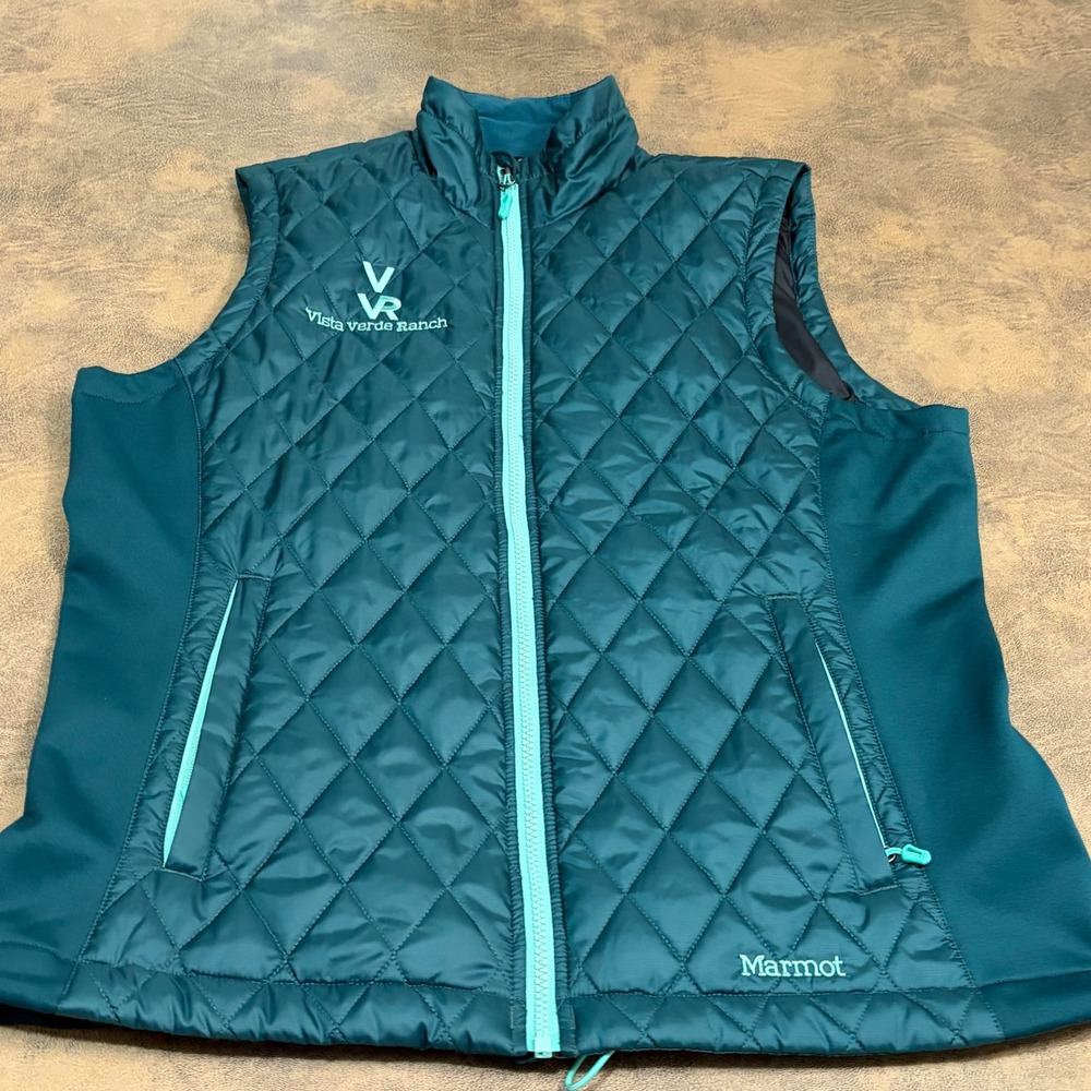 Marmot Quilted Vest Womens XL Teal Green Vista Verde Ranch Full Zip G77400